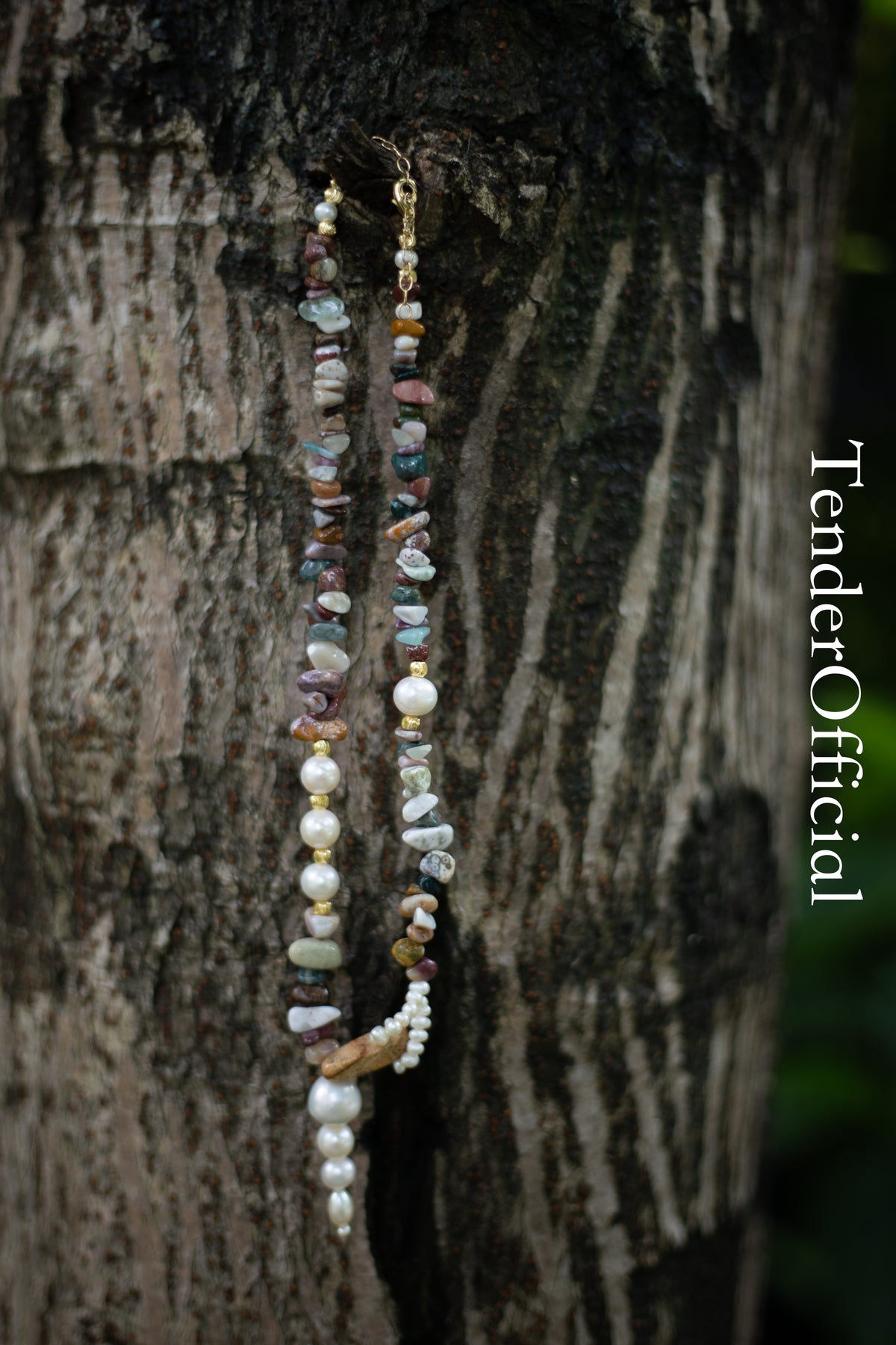 Lurelin Village Blue|Natural Stone Pearl Necklace | Unique Handmade Vacation Jewelry