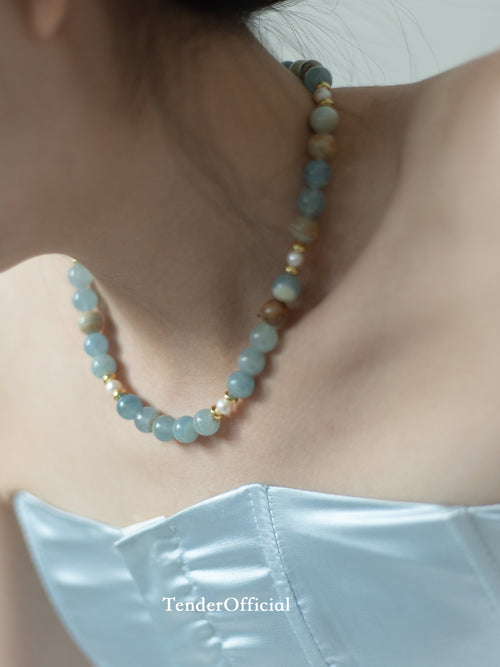 Azure Isle｜necklace Pearl&Blue Calcite