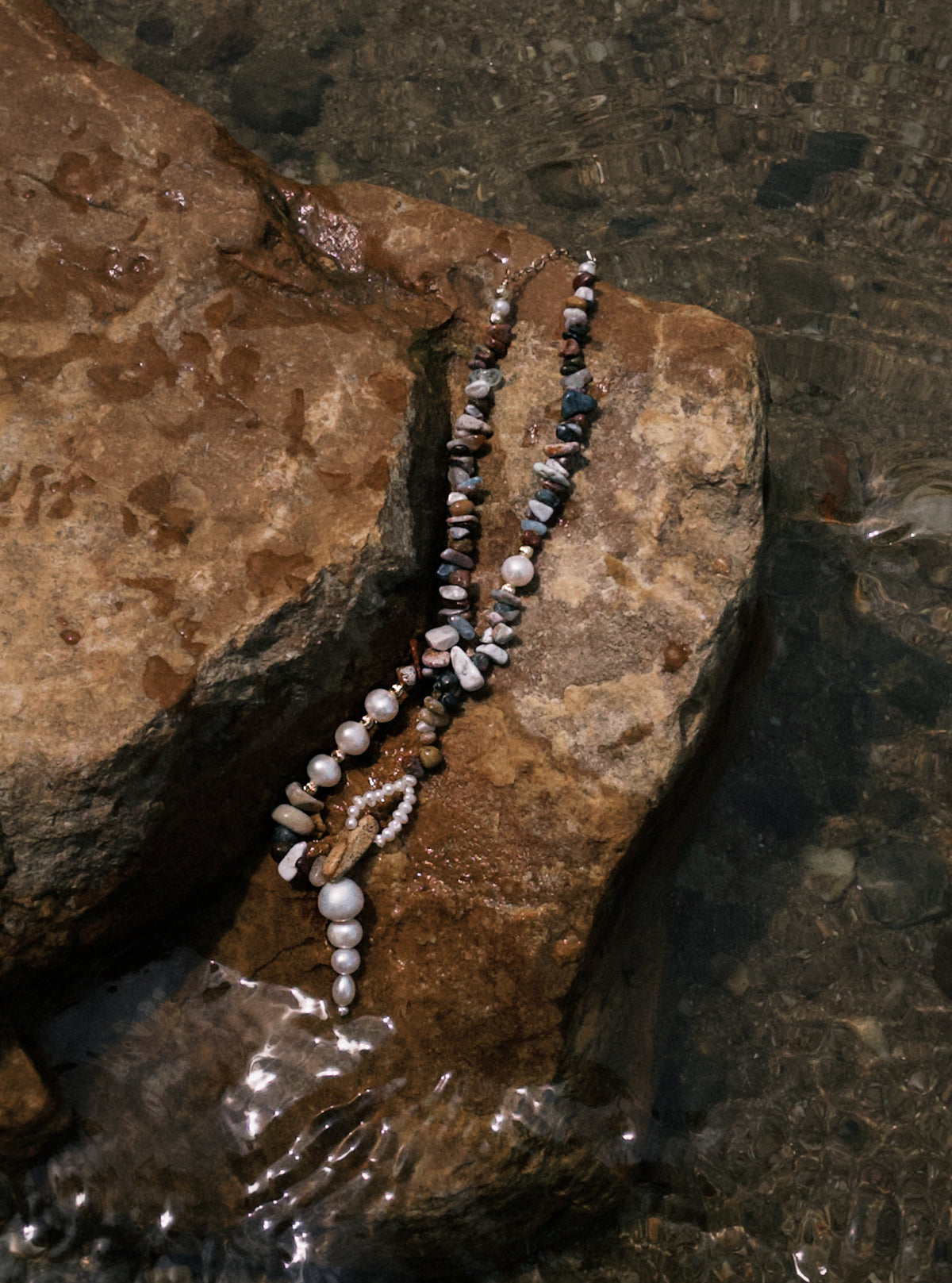 Lurelin Village Blue|Natural Stone Pearl Necklace | Unique Handmade Vacation Jewelry