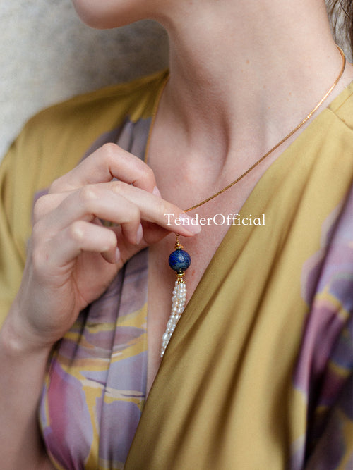 Aswan Sunset｜Lapis Lazuli & Pearl Necklace